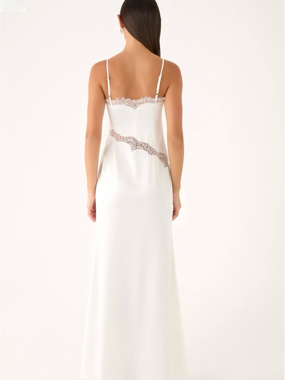 Peppermayo Velisse Maxi White Satin Lace Trim Slip Gown Dress 8 - Picture 4 of 9